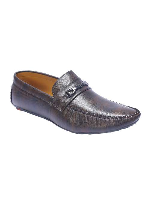 brown leatherette slip on loafers - 16183911 - Very Small Image - 1