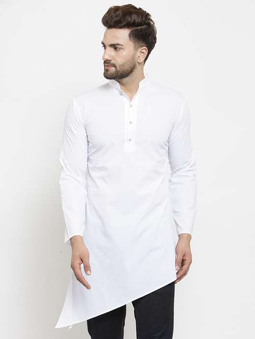 white solid asymmetric kurta - 16226441 - Very Small Image - 1