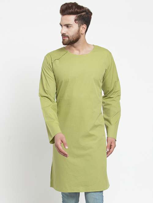green solid long kurta - 16226445 - Very Small Image - 1