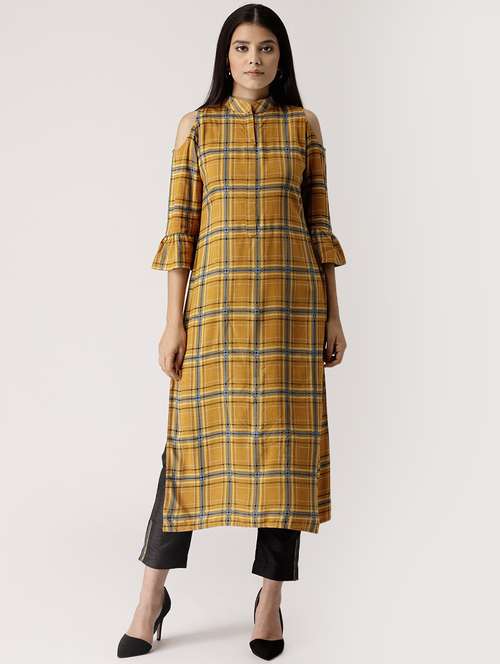 checkered straight kurta - 16261421 - Very Small Image - 1