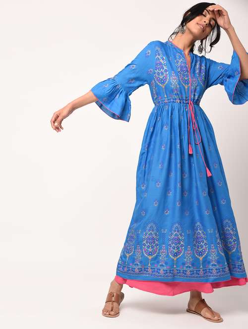 foil printed a-line kurta - 16284796 - Very Small Image - 1
