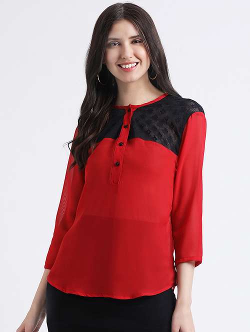 women's straight round neck top - 16298822 - Very Small Image - 1