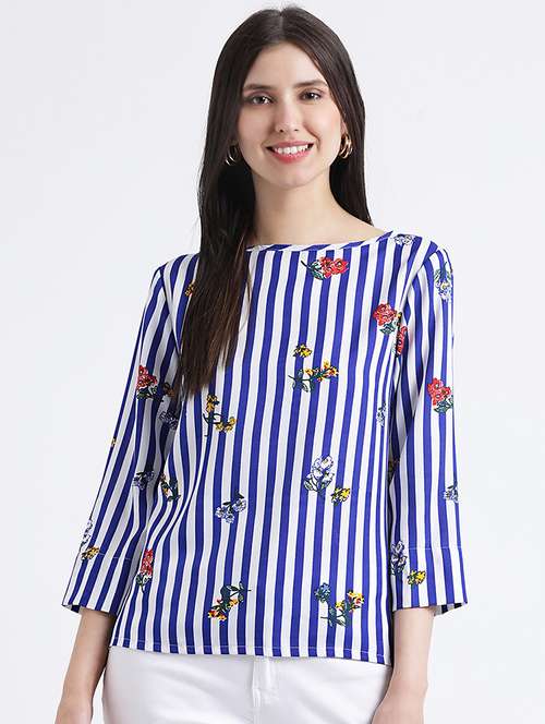 women's straight boat neck top - 16298826 - Very Small Image - 1