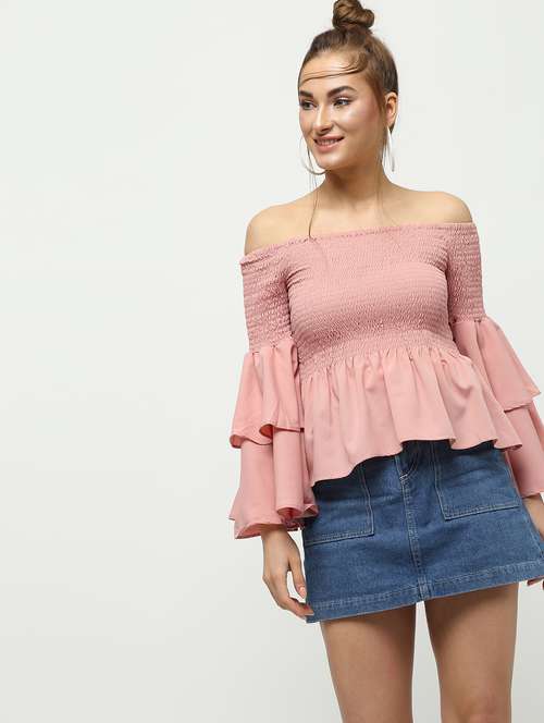 smock detail bell sleeved top  - 16336465 - Very Small Image - 1