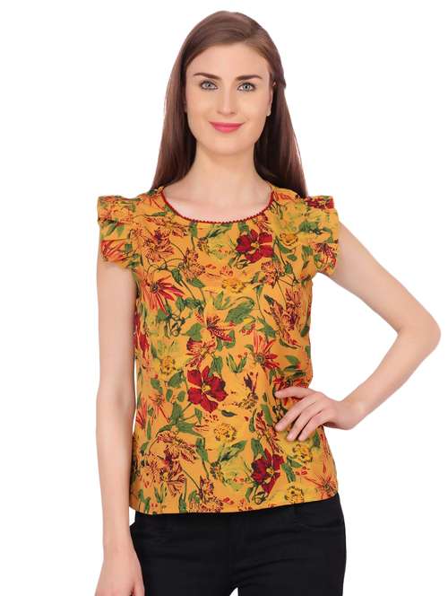 frill sleeved lace detail top - 16358027 - Very Small Image - 1