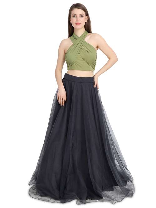 solid a-line lehenga - 16358801 - Very Small Image - 1