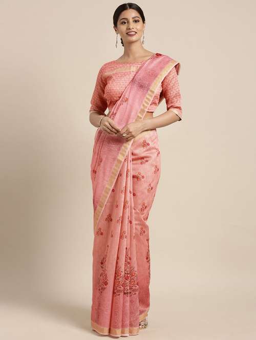 digital floral printed saree with blouse - 16370008 - Very Small Image - 1