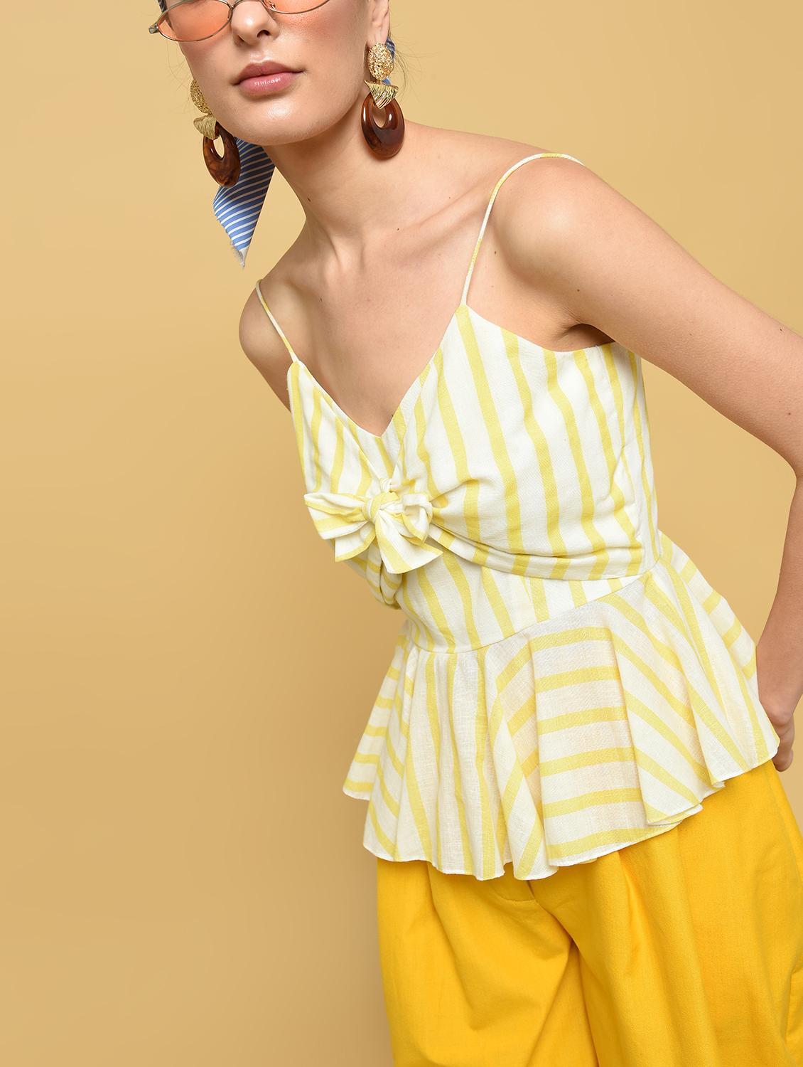 knot detail striped peplum top - 16433515 - Standard Image - 2