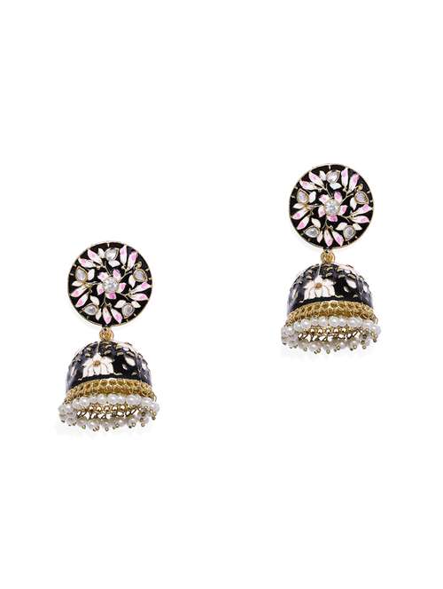 gold metal jhumka earring - 16506687 - Very Small Image - 1
