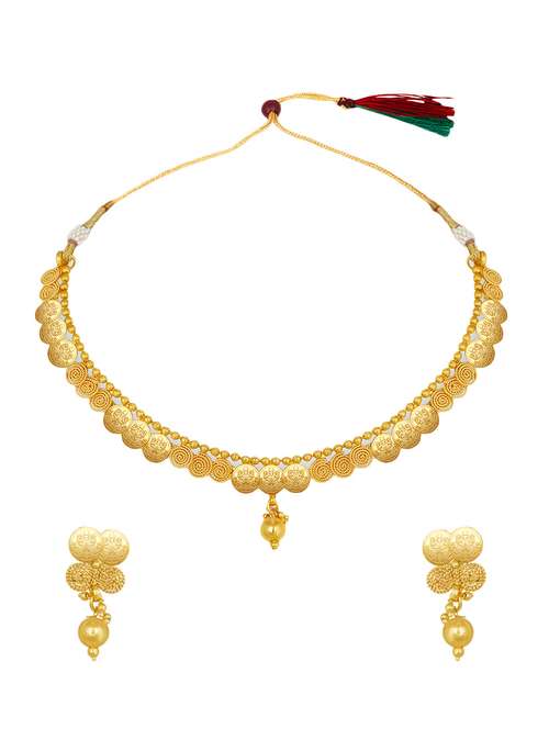 gold metal necklaces and earring - 16515634 - Very Small Image - 1