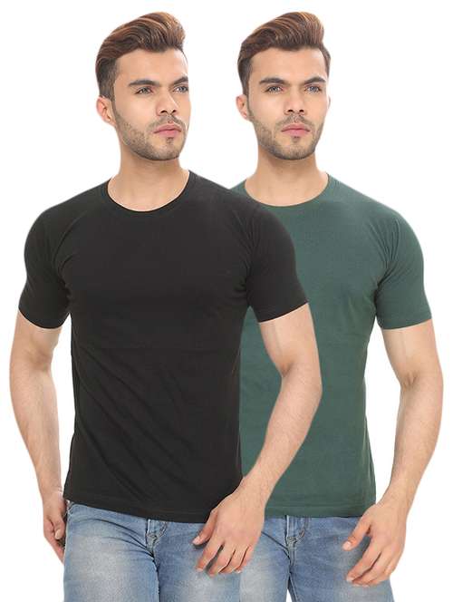 black and green solid combos t-shirt - 16518005 - Very Small Image - 1