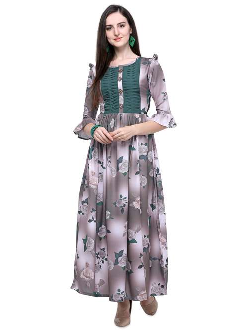 gathered detail floral maxi dress - 16555024 - Very Small Image - 1