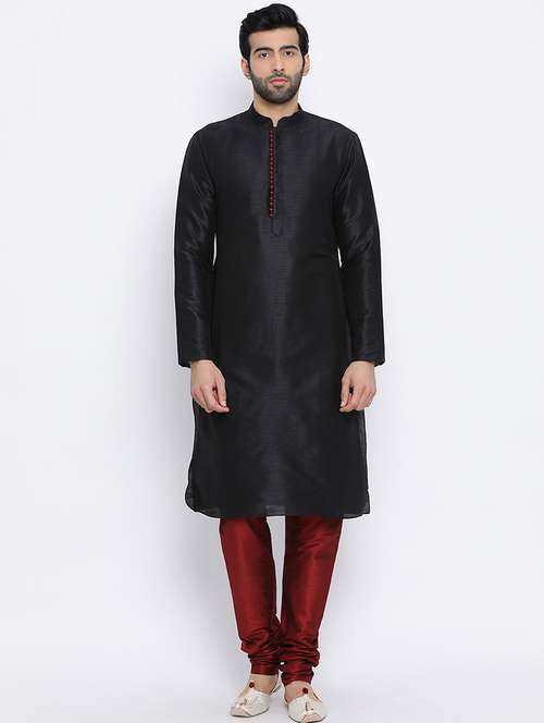 men solid kurta churidar ethnic wear set - 16562111 - Very Small Image - 1