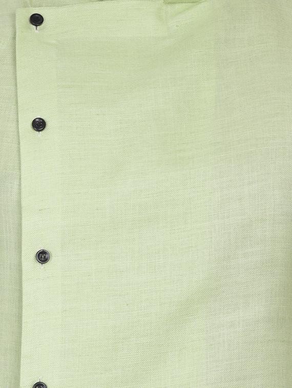 green mandarin neck solid asymmetric kurta - 16599844 - Standard Image - 3