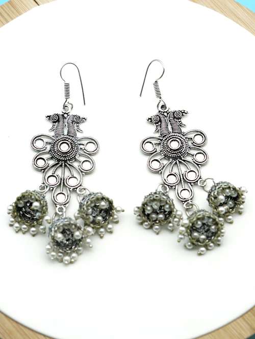 silver drop earring - 16607350 - Very Small Image - 1