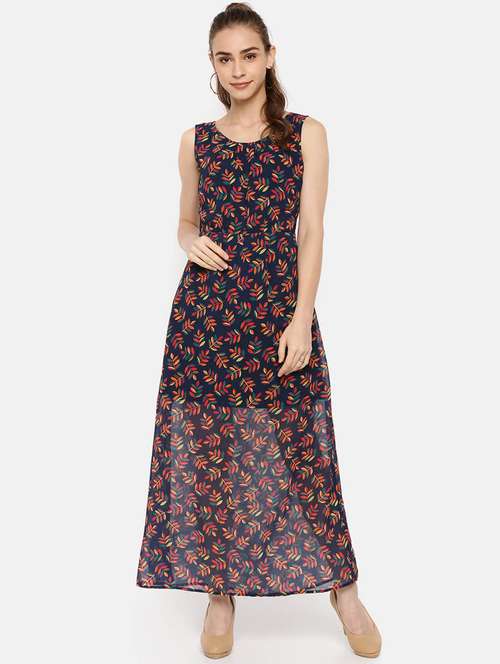 round neck pleated maxi dress - 16631832 - Very Small Image - 1