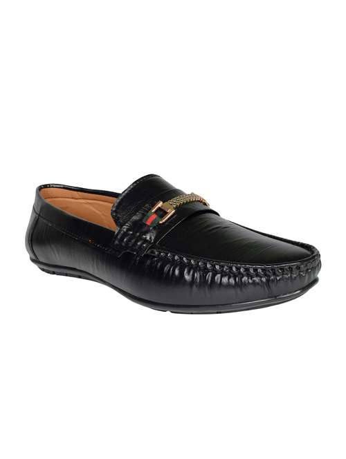 black leatherette slip on loafers - 16632450 - Very Small Image - 1