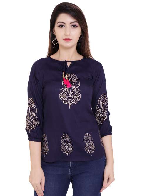 tie up neck printed top  - 16635049 - Very Small Image - 1
