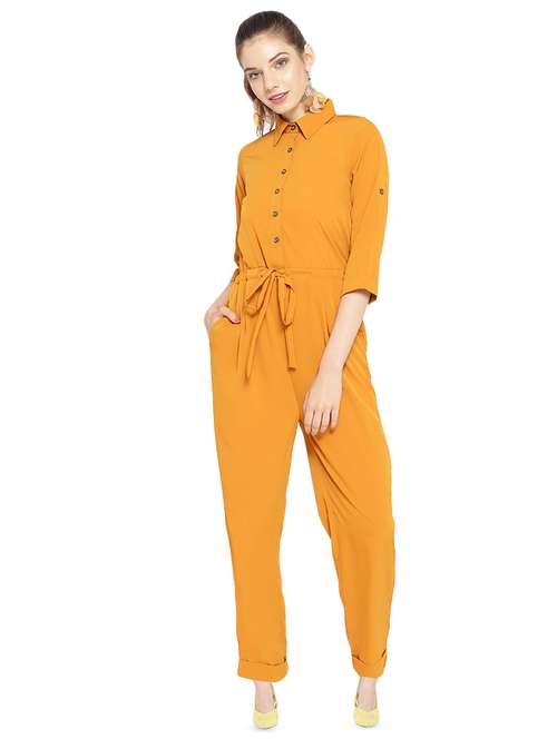tie front solid jumpsuit  - 16637947 - Very Small Image - 1