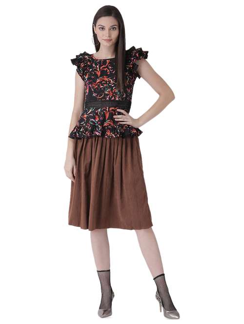 frill trim lace inserted peplum top - 16649458 - Very Small Image - 1