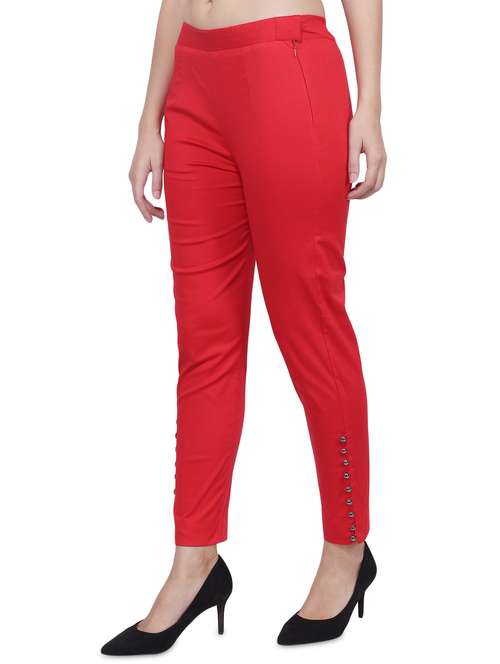 button detail hem flat front trouser - 16677015 - Very Small Image - 1