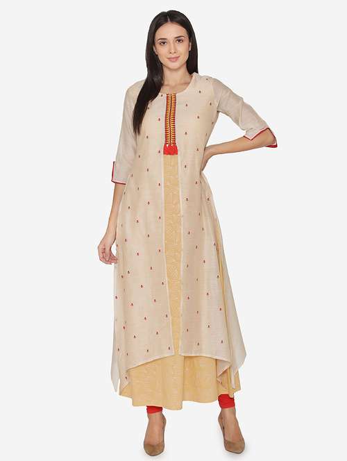 embroidered a-line kurta - 16694394 - Very Small Image - 1