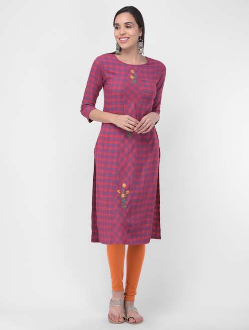 purple khadi aline kurta - 16700166 - Very Small Image - 1