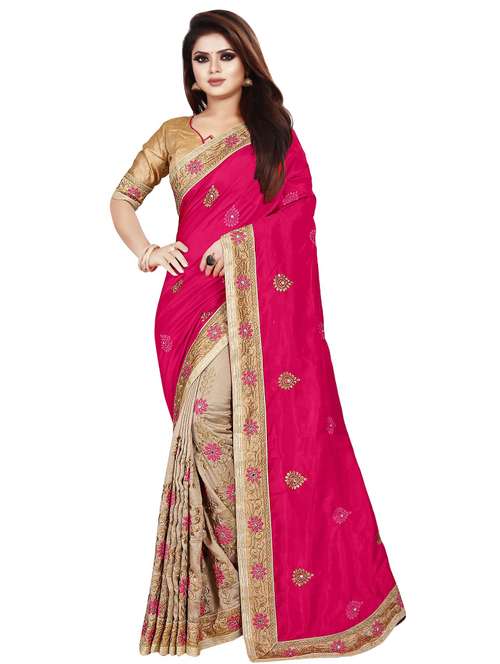 embroidered half and half saree with blouse - 16745938 - Very Small Image - 1