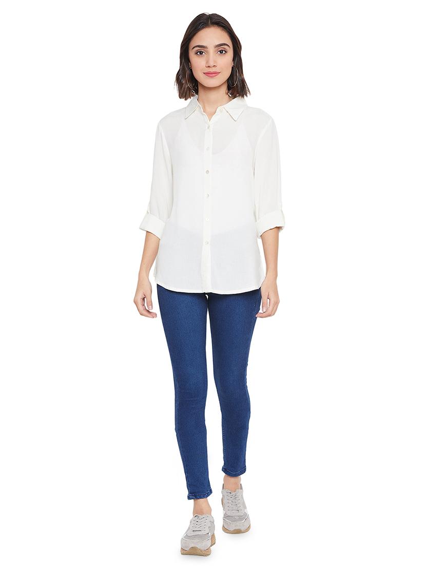 roll up sleeved curved hem shirt - 16764551 - Standard Image - 3