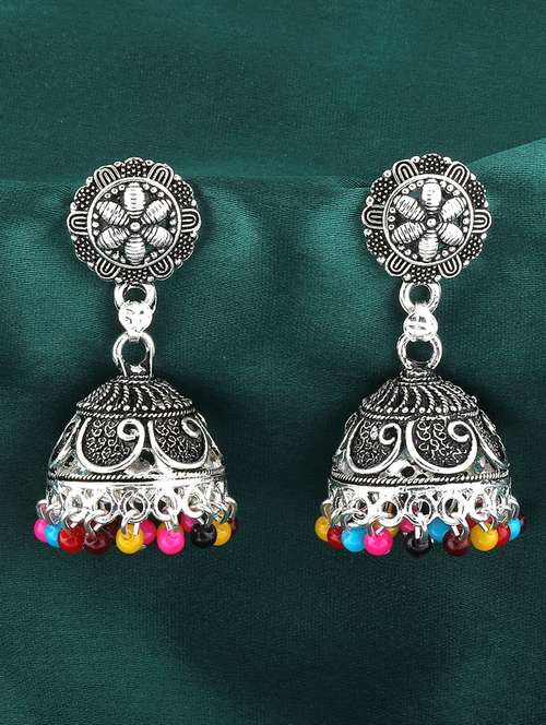 multi colored metal jhumka earring - 16774585 - Very Small Image - 1