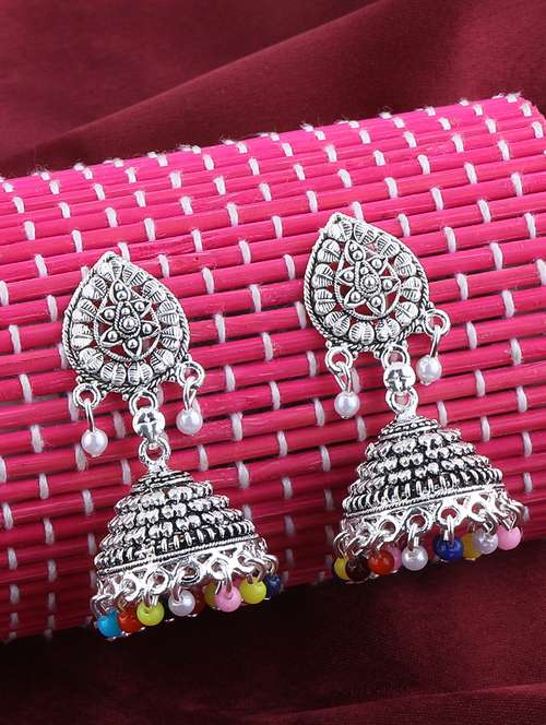 multi colored metal jhumka earring - 16774586 - Very Small Image - 1