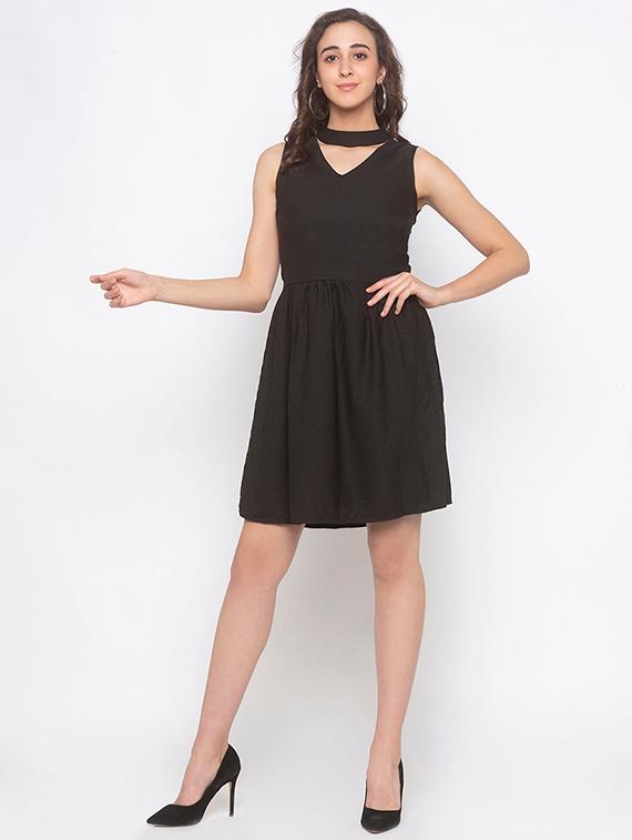 women's fit & flare solid dress - 16889895 - Standard Image - 3