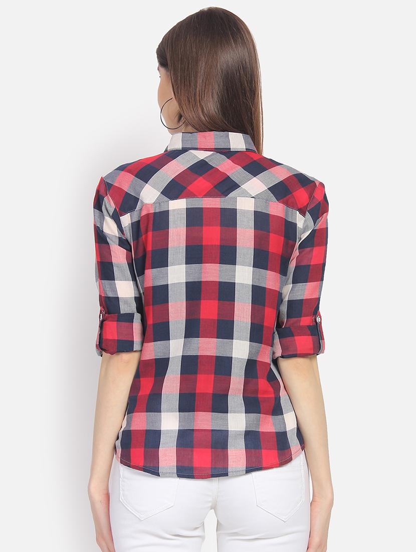 turn up sleeves checkered shirt - 16918079 - Zoom Image - 2