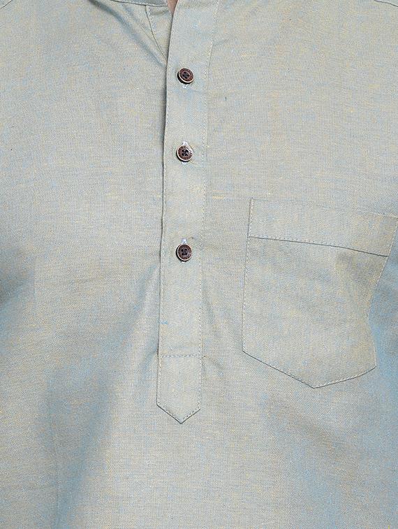 grey solid short kurta - 16935131 - Zoom Image - 4