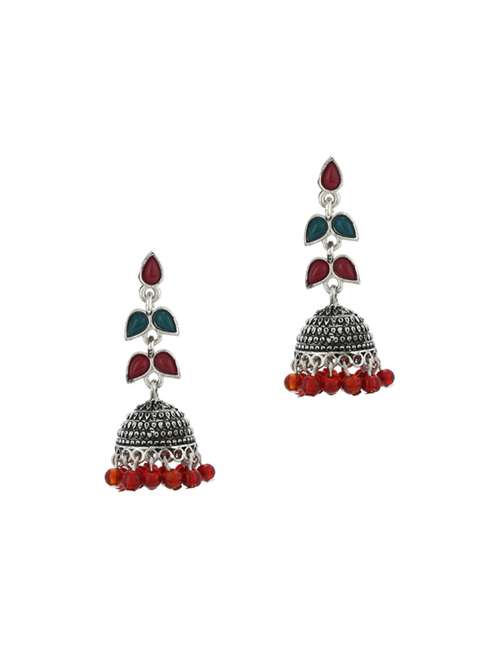 multi colored silver jhumka earring - 17041274 - Very Small Image - 1