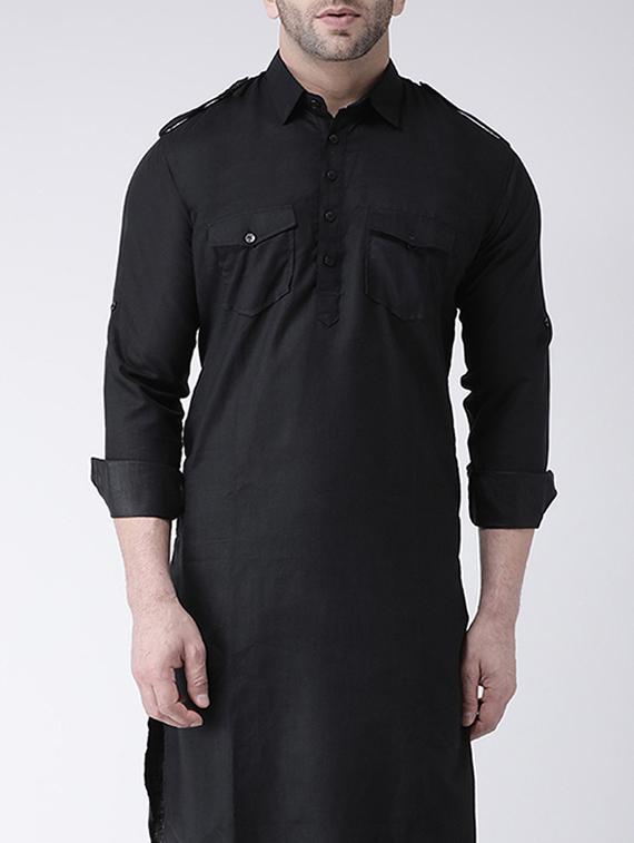 black solid pathani set - 17063742 - Zoom Image - 3