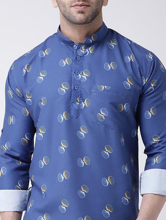 blue printed short kurta - 17063797 - Standard Image - 4