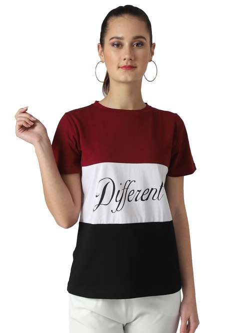 text print color block tee  - 17086416 - Very Small Image - 1