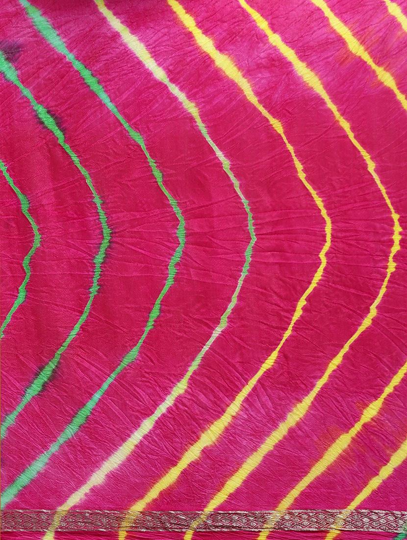 women's leheriya pink colored saree with blouse - 17087825 - Standard Image - 3