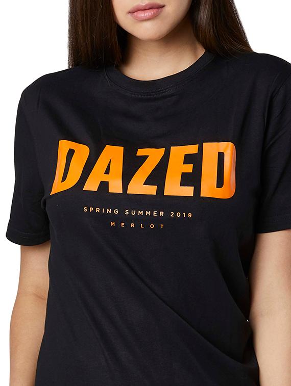 women's chest print crew neck t-shirt - 17089344 - Standard Image - 3