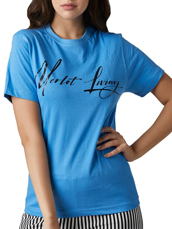 women's chest print round neck t-shirt - 17089353 - Zoom Image - 3