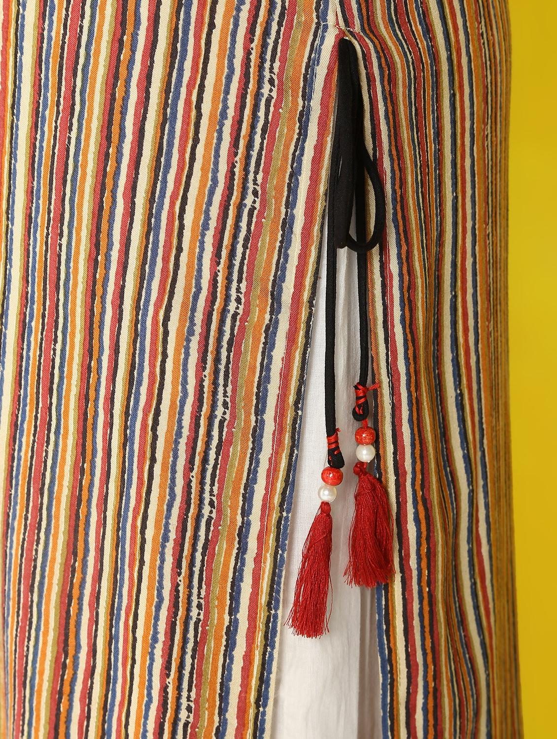 striped straight kurta - 17119065 - Standard Image - 4