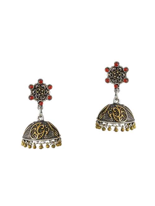 silver tone silver jhumka earring - 17130239 - Very Small Image - 1