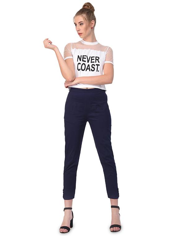 women solid high rise cigarette pants - 17138890 - Zoom Image - 3