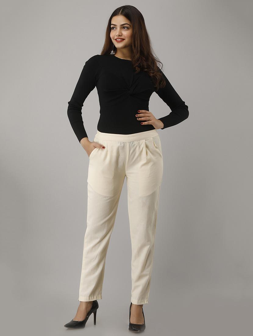 women solid full length cigarette pants - 17162953 - Zoom Image - 3