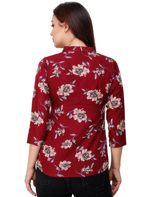 mandarin neck floral top - 17194578 - Zoom Image - 2