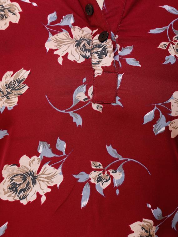mandarin neck floral top - 17194578 - Zoom Image - 4