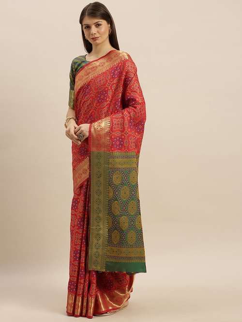 printed patola saree with blouse - 17231169 - Very Small Image - 1