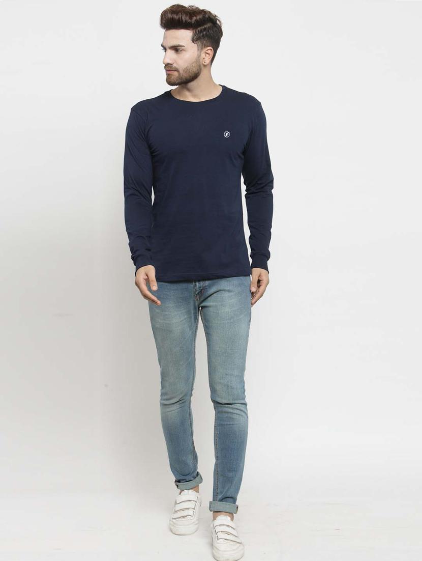 navy blue solid t-shirt - 17264584 - Standard Image - 4