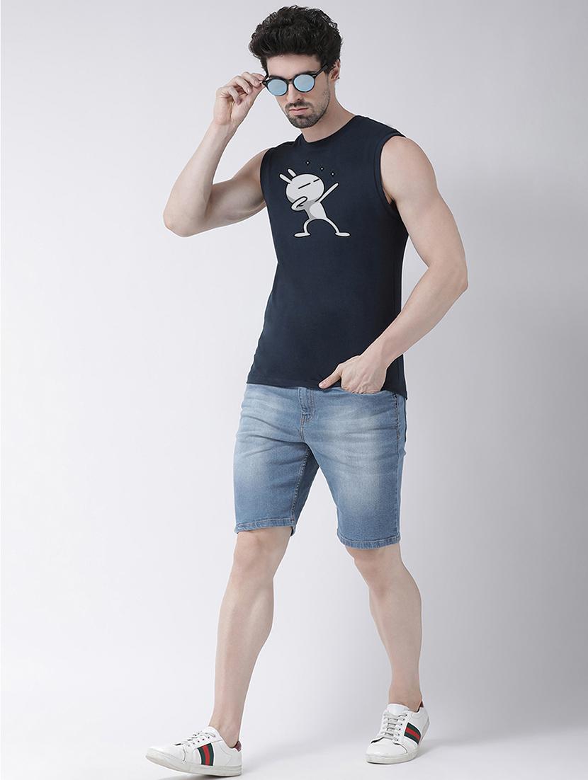 navy blue chest print t-shirt - 17267486 - Zoom Image - 3